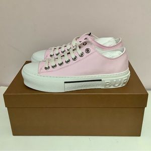 BNIB Burberry Jack Women Low Top Sneaker In Candy Pink Organic Cotton sz.38